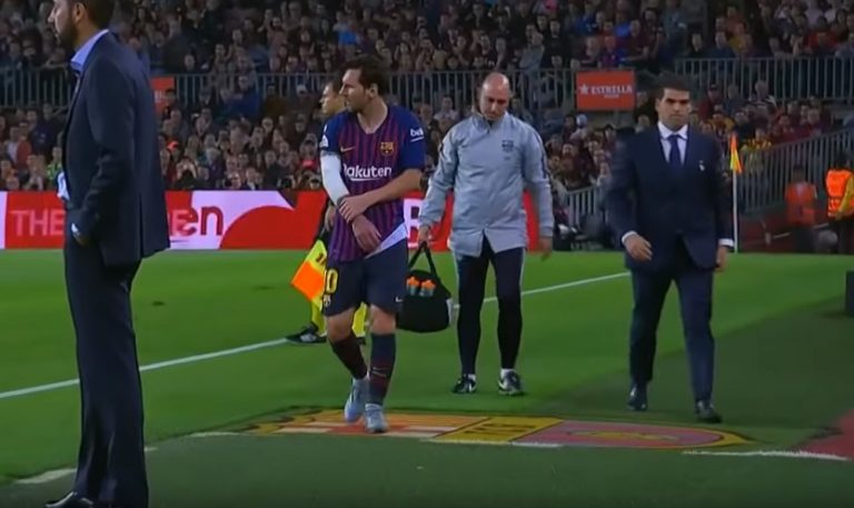 Lionel Messi loukkaantui ikävän näköisesti ottelussa Sevillaa vastaan.