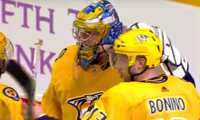 Pekka Rinne pelasi nollapelin Bostonia vastaan syntymäpäivänään.