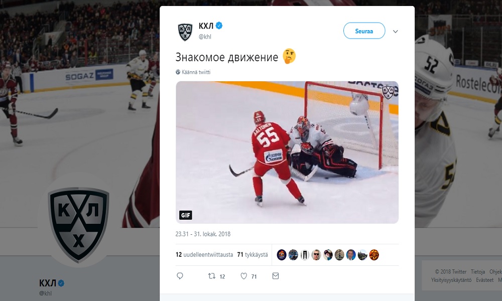 Miro Aaltoselta aivan huikea rankkarimaali KHL:ssä.