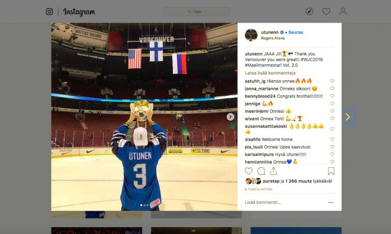 Nuoret Leijonat juhlivat mestaruuttaan ja pelaajat ovat postailleet kuvia juhlinnastaan someen.