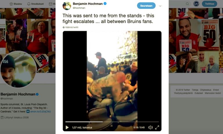 Boston Bruinsin fanit tappelevat keskenään - videolla on vaatimattomasti yli miljoona katselukertaa ensimmäisten kymmenen tunnin aikana!