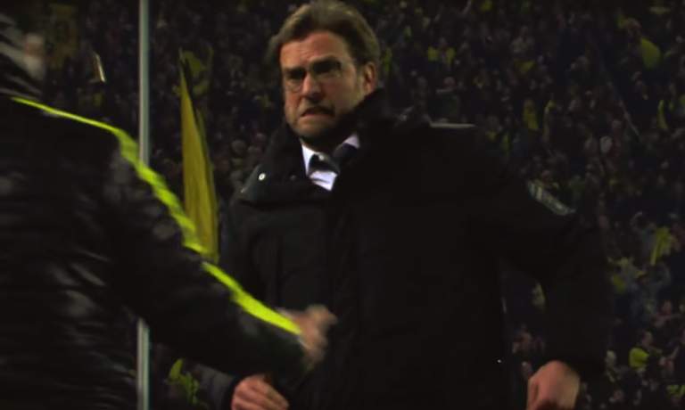 Jürgen Klopp Dortmundin mestaruusjuhlista.