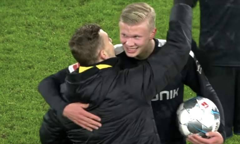 Sensaatiomaista kautta pelaava 19-vuotias Erling Braut Håland iski hattutempun Dortmund-debyytissään.