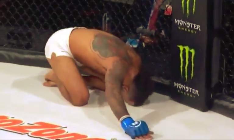 MMA-ottelija sai järkyttävät potkut kulkusille ottelussaan Raymond Danielsia vastaan ja joutui jättämään ottelun itkien kesken.